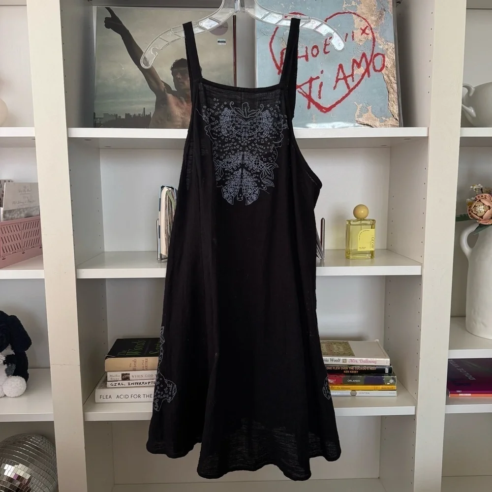 FREE PEOPLE Black Tulum Cutwork Slip Mini Dress Embroidered Sleeveless